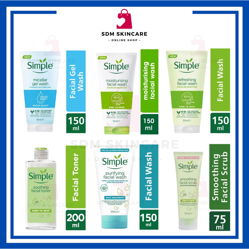 Simple Gel Wash 150ml Refreshing | Micellar | Moisturising | Purifying | VitaminC Wash