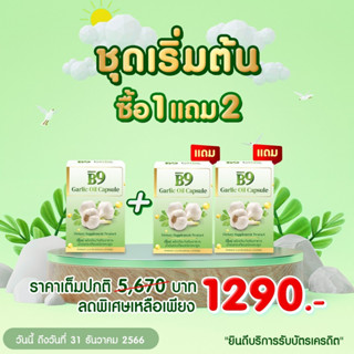 B9 บีไนน์น้ำมันกระเทียมสกัดเข้มข้น 3 กล่อง ลดคอเลสเตอรอล ลดไขมัน เบาหวาน สูตรเฉพาะร้านราชาสมุนไพร