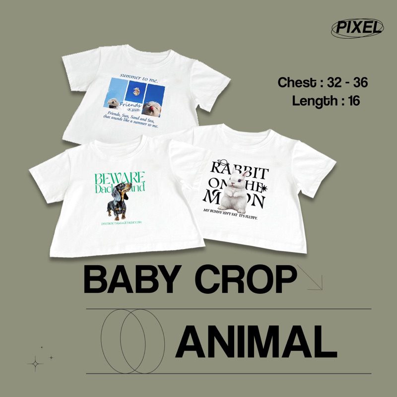 Piixel official ‘ เสื้อครอป รุ่น Animal ทรง Baby Crop ผ้า cotton100%