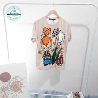 เสื้อยืดแฟชั่น 🌈งานป้ายพิมพ์ลาย Flintstones หน้า-หลัง ฝังลงไปในเนื้อผ้าเลยจ๊าๆ❤