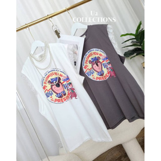 #U2 เสื้อยืดตัวยาว yogi bear ทรงแขนกุด