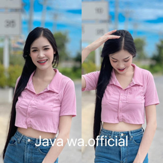 🔥Java wa shop🔥เสื้อครอปคอปก+กระเป๋า 2 ข้าง กระดุมหน้า กระดุมถอดได้จริง ผ้านุ่ม คอปก เสื้อเชิ้ต 🌈 ปก ‼‼กระดุมถอดได้จริง‼‼