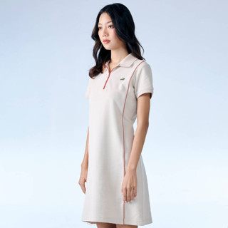 BEIGE WOMEN ATHLETIC LENGTH DRESS ชุดเดรสโปโลสีเบจ