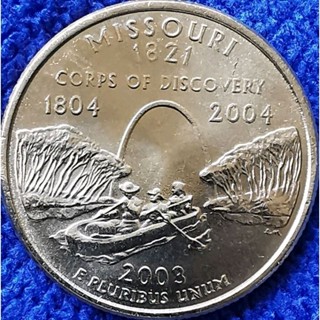 เหรียญ​สหรัฐอเมริกา​ USA, 1 Quarter, (ชุด​State​ quarter, Missouri), #​3066L, ใช้แล้ว