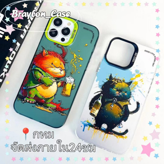 🌷Braylon🌷จัดส่งภายใน24ชม iphone 11 14 pro max ป้องกันการหล่น วัสดุฝ้า การ์ตูน ลูกแมว รุ่นคู่ case for iPhone 12 13