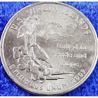 เหรียญ​สหรัฐอเมริกา​ USA, 1​ Quarter, (Virgin Islands, ชุด​ดินแดน​โพ้นทะเล), #​3081L, ใช้แล้ว