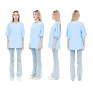 ON08 BABY BLUE สีฟ้า Oversize Cotton100% USA NO. 40 รุ่นยืดหยุ่นสูง