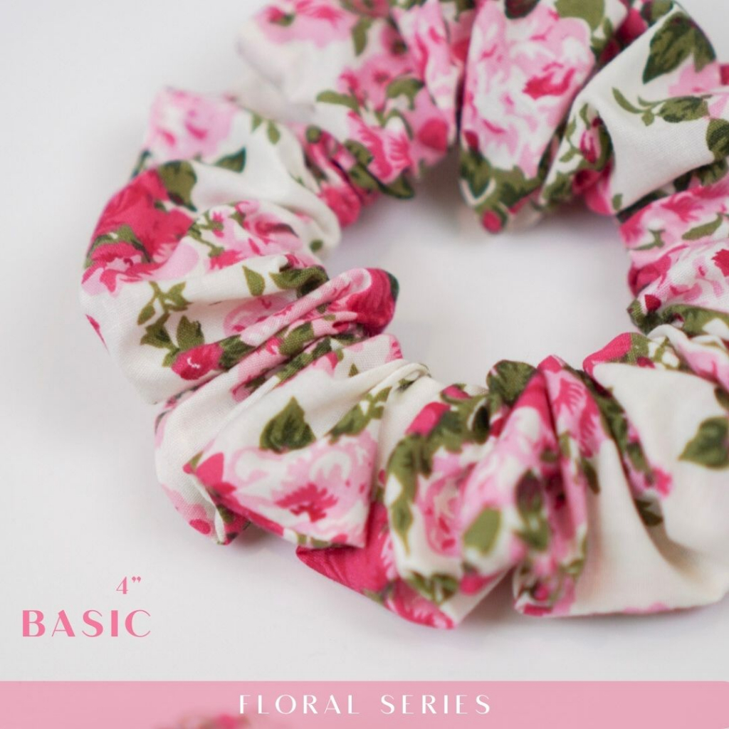 พร้อมส่งFloral scrunchies ยางมัดผม ไม่กินผม ไม่รัดหนังศรีษะ ใช้ได้นาน ...