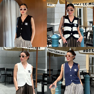 Maynita - (ใส่โค้ด WYGCRX ลด 65) Knitted vest เสื้อแขนกุดไหมพรมผู้หญิง