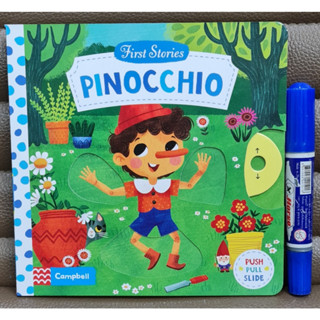 Pinocchio (First Stories: push pull slide board book) เหมาะสำหรับ 1+ กระดาษแข็งหนาทุกหน้า