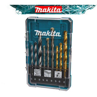 MAKITA D-71962 : ดอกเจาะไม้, ปูน, เหล็ก 9 ชิ้น ( พร้อมกล่อง )