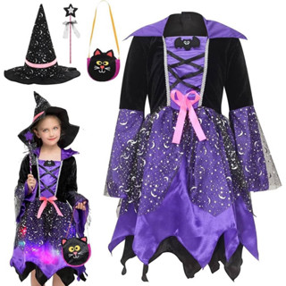 #ชุดแม่มดเด็ก Black cat รุ่นกระโปรงมีไฟ #Halloween #ชุดฮาโลวีน #ชุดแฟนซี #ชุดคอสเพลย์