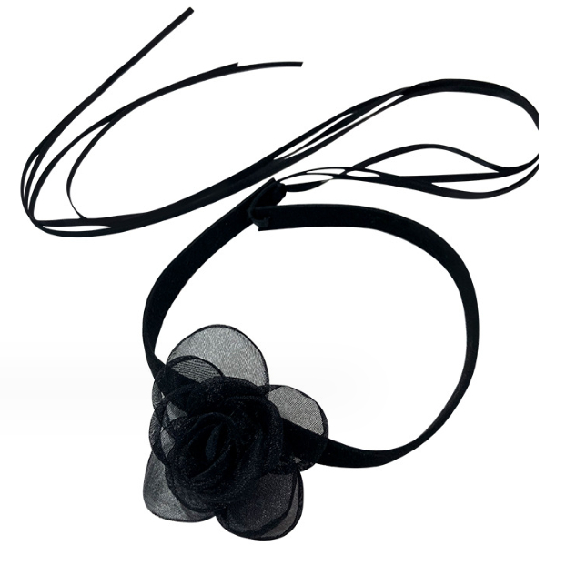 🔮 สร้อยคอโชคเกอร์ รูปดอกกุหลาบ สีดำ สีขาว สีแดง 🔮 A-001 พร้อมส่งจากไทย - รูปที่ 6