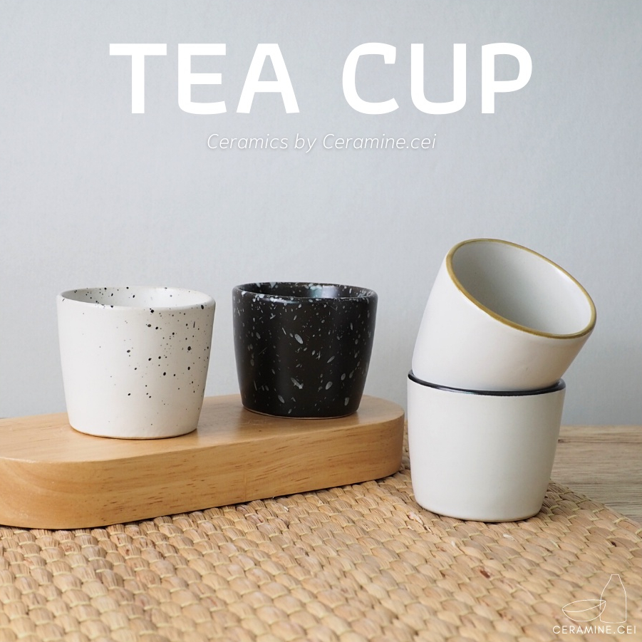 Tea Cup แก้วน้ำชาเซรามิค ก้นตัด สไตล์มินิมอล ขนาด 160 มล. ใช้เป็นแก้วใส่เทียนหอมได้ – โปรปัง