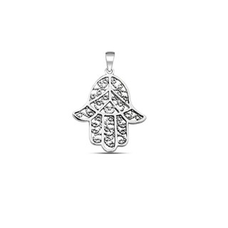 Hamsa hand shaped silver pendant 39mm/จี้เงินรูปมือ Hamsa 39mm