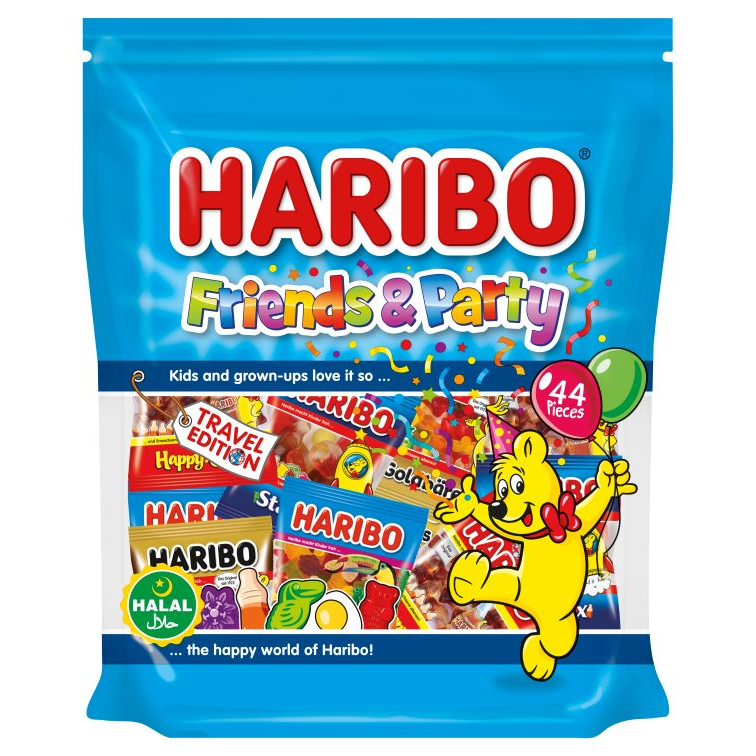 Haribo Friends & Party Multypack Size รวมรส 4 แบบ มี 44 ห่อเล็ก ใน 1 ห่อ น้ำหนัก 649 กรัม หมดอายุ.10/08/25