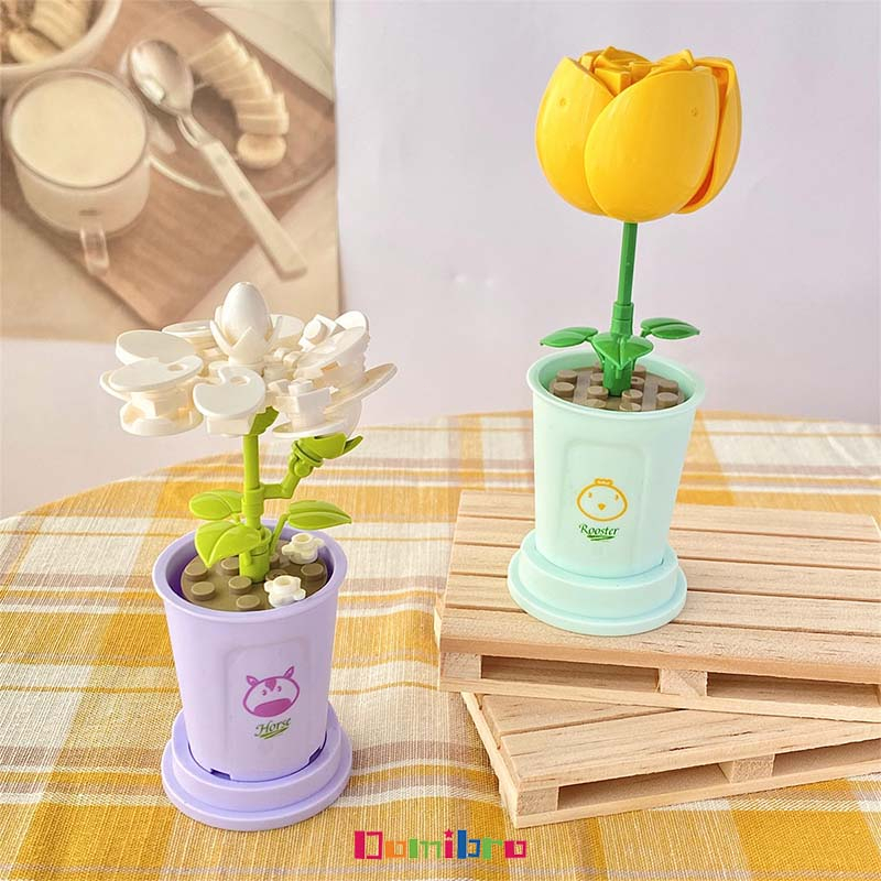 ดอกไม้ ตัวต่อดอกไม้ ช่อดอกไม้DIY ถ้วยชานม กระถางต้นไม้อวบน้ํา ของเล่นเสริมการเรียนรู้ ของขวัญ - รูปที่ 5