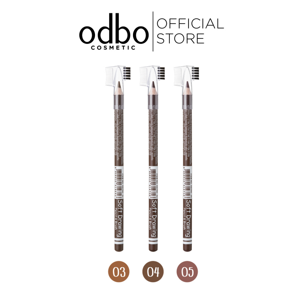 ODBO SOFT DRAWING PENCIL & BRUSH OD760 ดินสอเขียนคิ้วพร้อมแปรงปัดในแท่ง