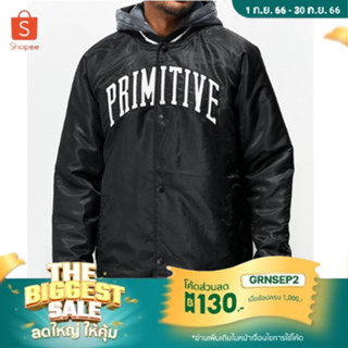 เสื้อแจ๊คเก็ตกันลม Primitive 2Fer Collegiate Black Hooded Coaches Jacket รับประกันของแท้ มือ1 พร้อมส่ง