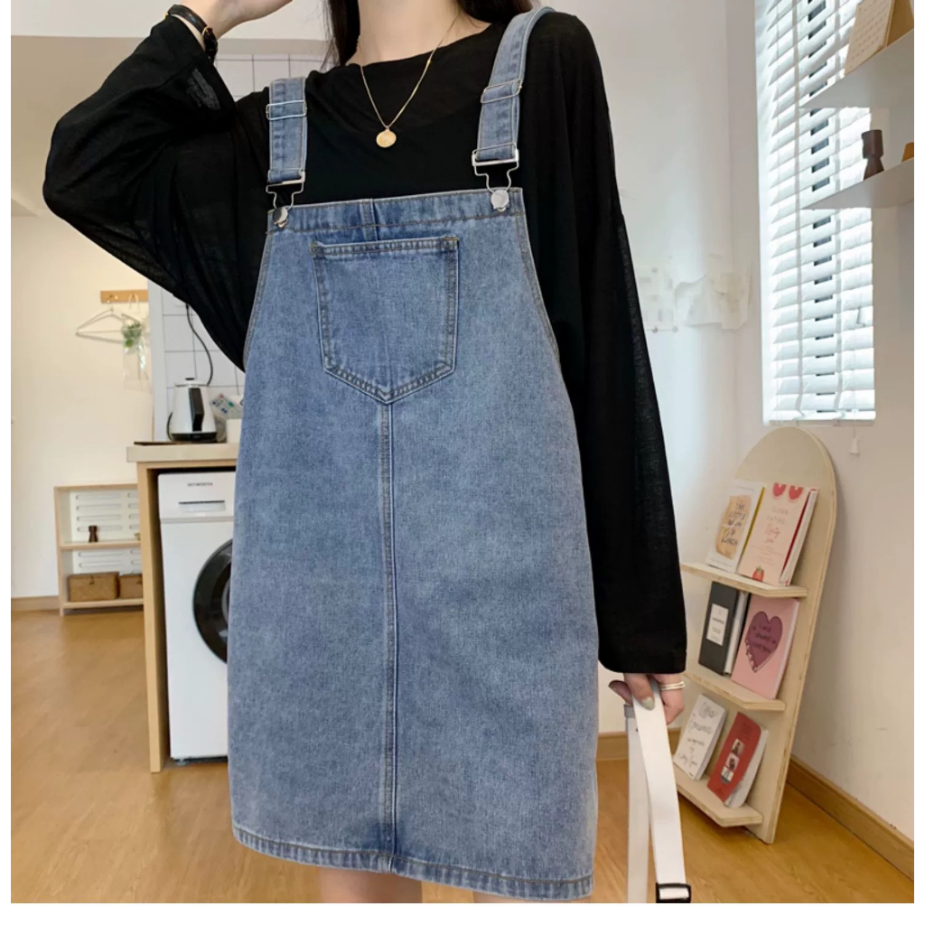 พร้อมส่ง เอี๊ยมกระโปรง เอี๊ยมยีนส์ ทรงขากว้างใส่น่ารัก สไตล์เกาหลี CiCi#013