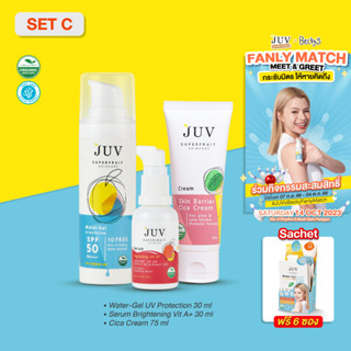 [ SET C ] JUV | Water Gel UV Protection SPF50 PA++++ 30 ml+JUV | Serum Brightening Vit A+ 30 ml+Juv Skin Barrier Cica Cr