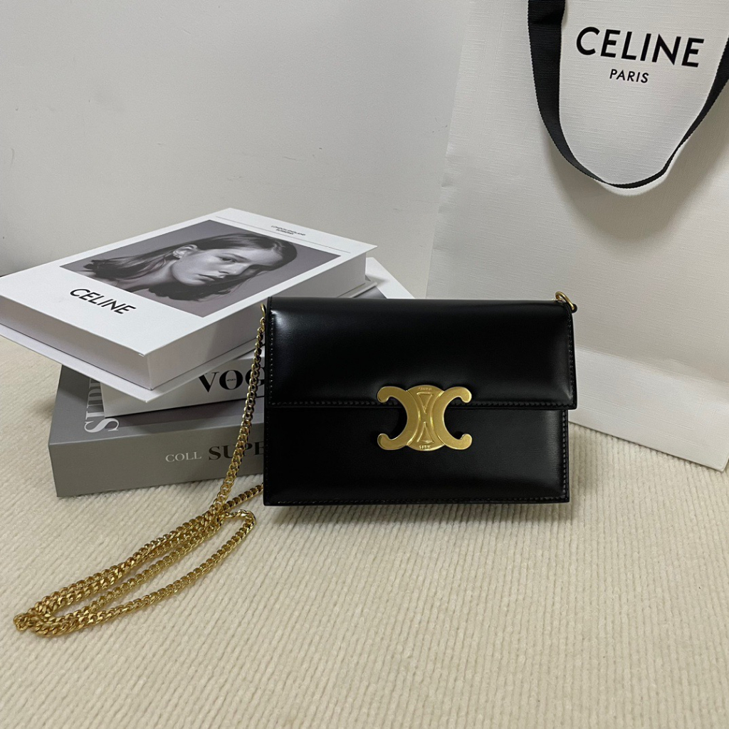 New 100%genuine/Celine Soir Triomphe Breast P their leather handbag/chain bag/wallet