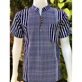 เสื้อคอจีนพิมลาย ผ้าฝ้ายพื้นเมือง ทันสมัย