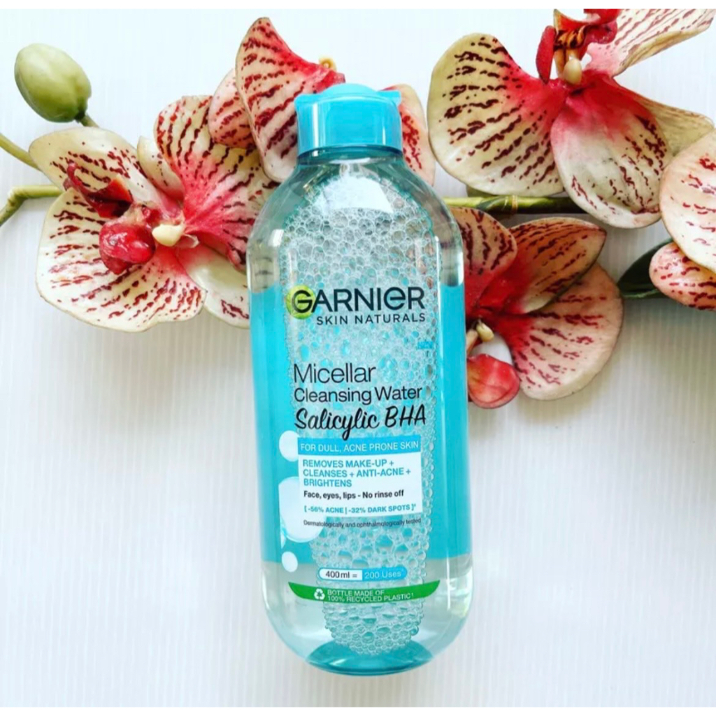 400 ml. 1 ขวด ผลิต 03/24 Garnier Cleansing Water Remover Makeup การ์นิเย่ ฝาสีฟ้า คลีนซิ่ง ที่เช็ดเครื่องสำอางค