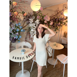 Eunna.official - Bambie dress 🎐 เดรสไหมพรมสีครีม *บาง* ผ้านุ่มใส่สบาย