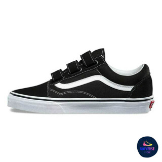 [ของแท้ ส่งฟรี จากไทย] VANS OLD SKOOL VELCRO - SUEDE/CANVAS BLACK/TRUE WHITE