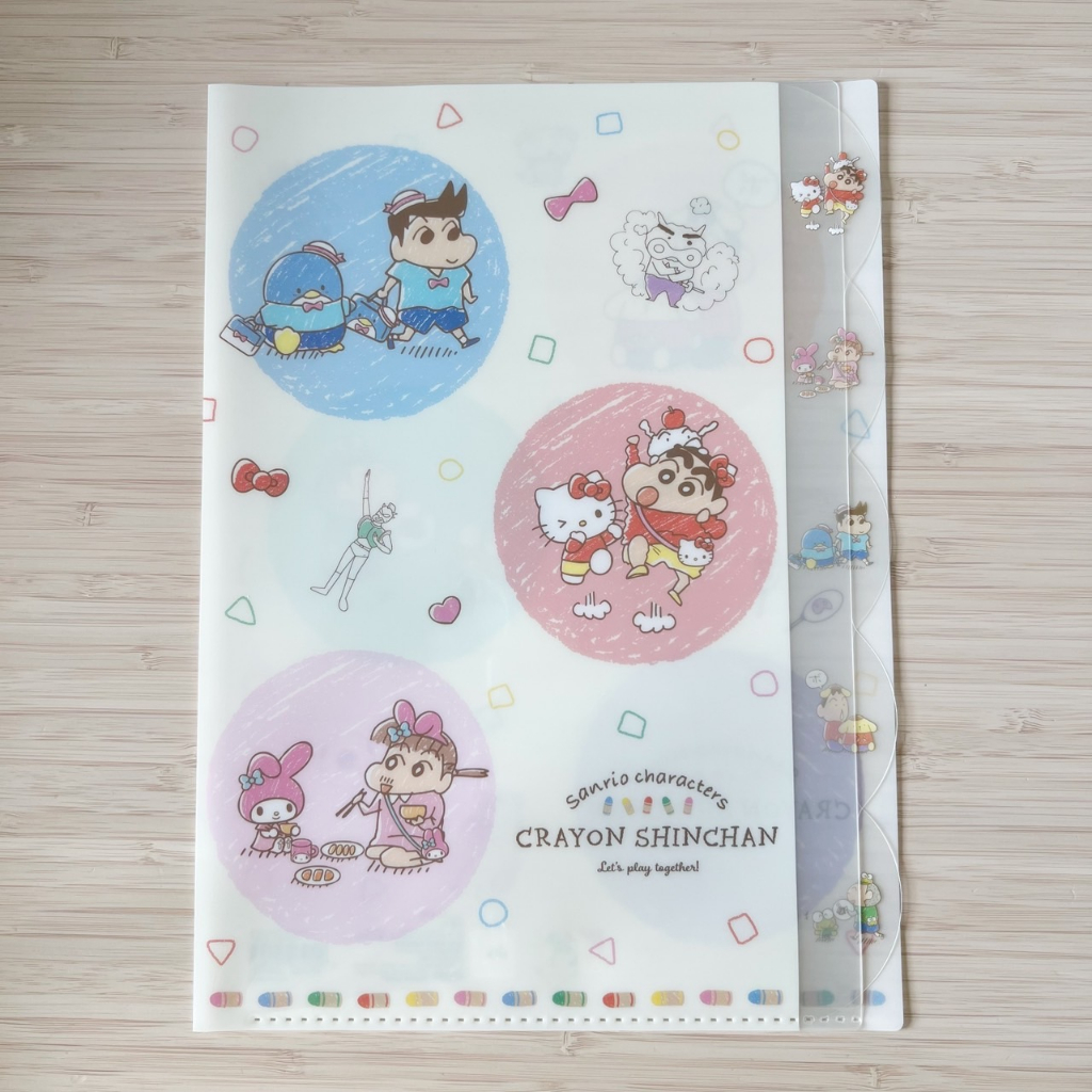 แฟ้มสอด 5 ช่อง Die Cut ขนาด A4 ลาย sanrio and shinchan