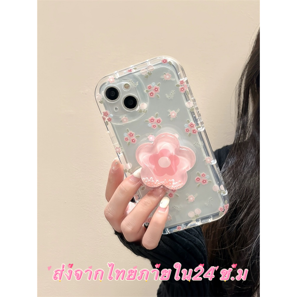 ส่งจากไทยใน24ชม. เคสไอโฟน 14 13 12 11 Pro Max เคส for iPhone 11 ดอกไม้ griptok พกง่ายๆ การป้องกันการตก Case