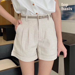 [TOPBASIX] - Linen shorts กางเกงลินินลายริ้ว