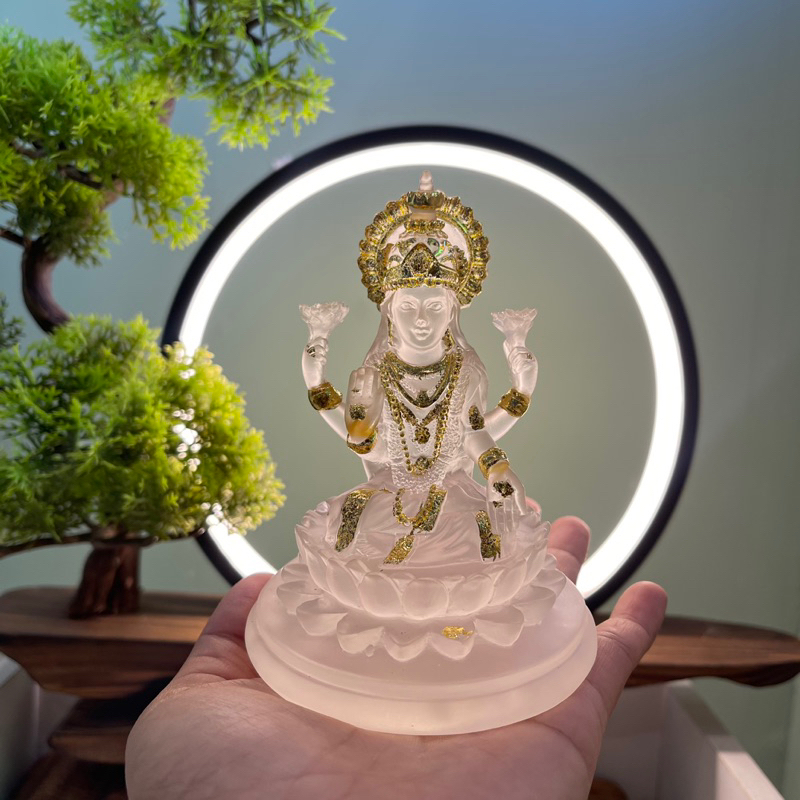 ❌ทำพิธีเรียบร้อย❌พระแม่ลักษมี เรซินใส ขนาดเล็ก 4.3 นิ้ว มีที่นี่ที่เดียว