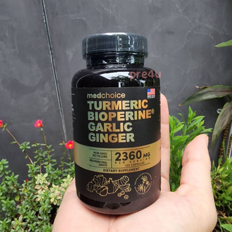 💥พร้อมส่ง💥Medchoice Turmeric Bioperine Garlic Ginger 2,360 mg. : 120 แคปซูล