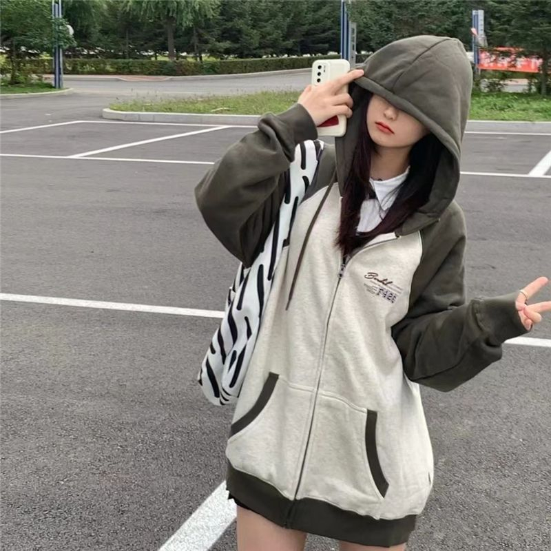 KKS เสื้อกันหนาว เสื้อฮู้ด แขนยาว มีซิปกระเป๋า2025สินค้ามาใหม่ เกาหลี ใส่สบายๆ หลวม #58008