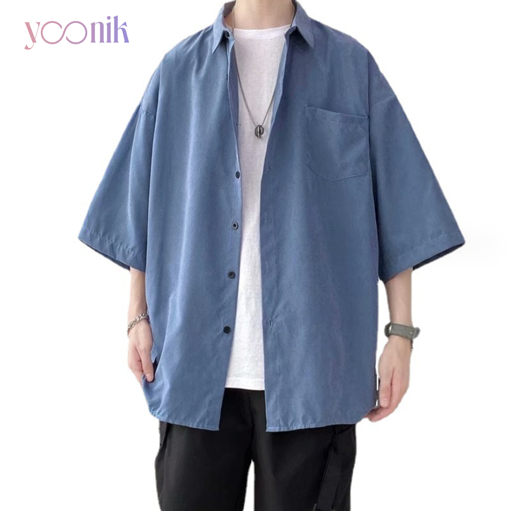 เสื้อเชิ้ต แขนสั้น รีดง่าย ใส่สบาย ระบายอากาศได้ดี เหมาะสำหรับผู้ชาย