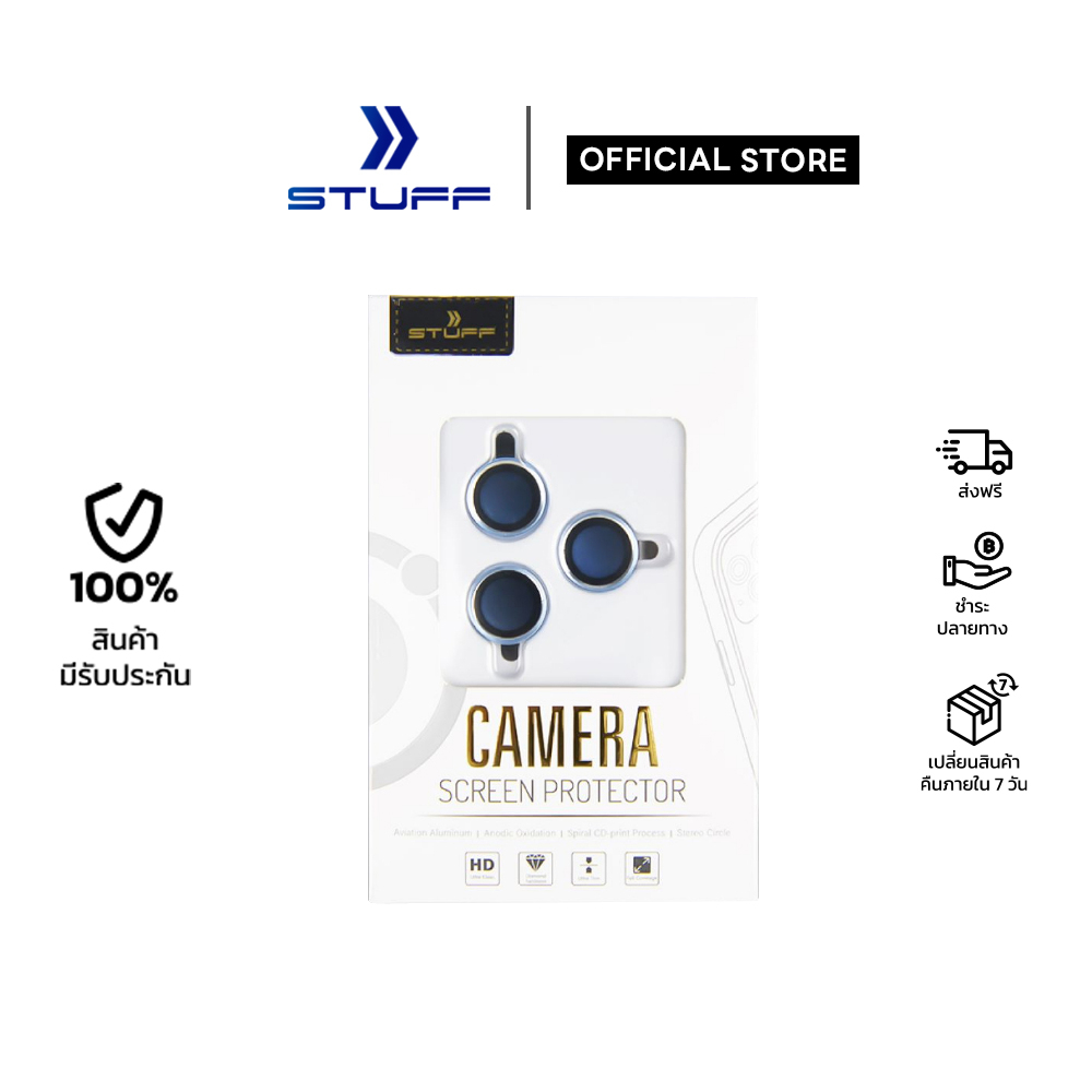 STUFF FILM ฟิล์มเลนท์กล้องไอโฟน วงแหวนครอบเลนท์ สำหรับ 14ProMax/14Pro/14Plus/14/13ProMax/13Pro