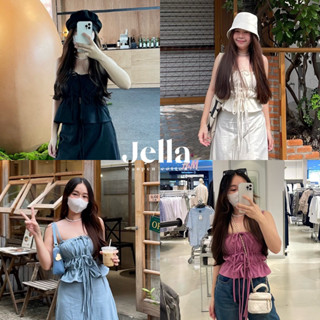 JELLA TOP เสื้อสายเดี่ยวผูกด้านหน้า3ชั้นแบบสั้นสุดเก๋