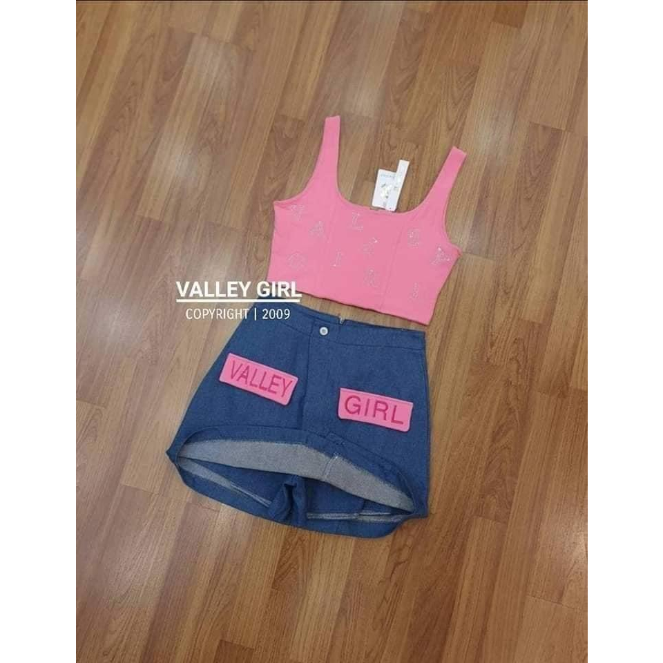 A397# L งานป้าย VG เซต กป กก สั้น เสื้อแขนกุด ชมพูบาร์