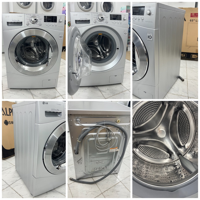เครื่องซักผ้าฝาหน้า LG 8kg (ระบบinverter ) ล้างถังเรียบร้อย มือสองพร้อมใช้งานได้ปกติ ภายในทำความสะอาดเรียบร้อย