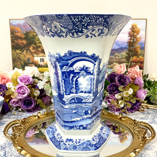 Spode Blue Italian Hexagonal Vase แจกันหกเหลี่ยม