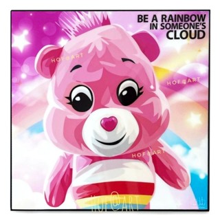 รูปภาพตุ๊กตา หมี Cheer Care Bears หมีแคร์แบร์ รูปภาพ​ติด​ผนัง​ pop art การ์ตูน cartoon แต่งบ้าน ของขวัญ กรอบรูป