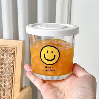 พร้อมส่ง🍑กระปุกแก้วพร้อมฝาปิด สำหรับใส่อาหาร เครื่องดื่ม แก้วน้ำ แก้วน้ำ+ฝาปิด น่ารัก เก็บขนม ผลไม้ โยเกิร์ต 71003
