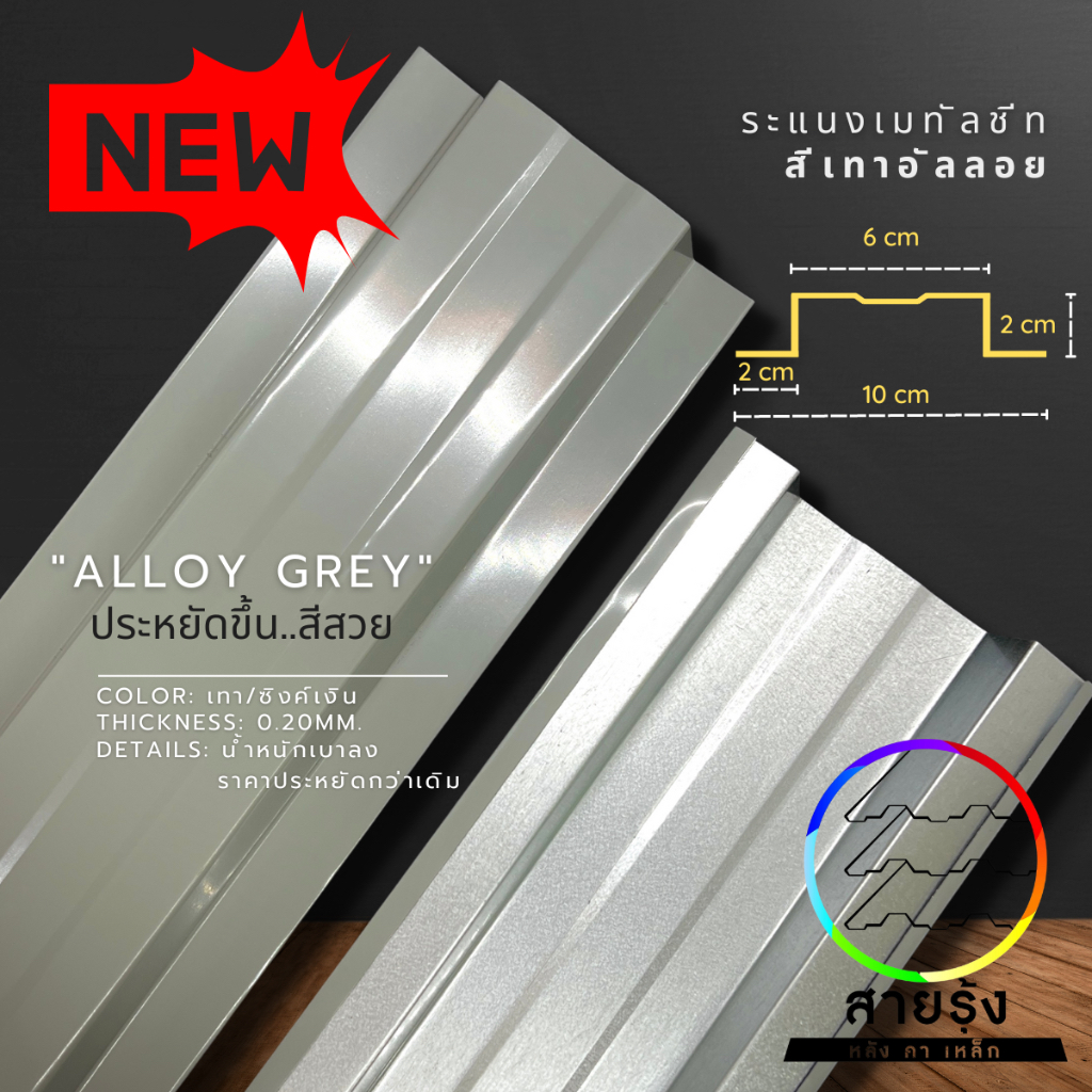 รั้ว ระแนง เมทัลชีท สีเทาอัลลอยด์ ยาว110-200cm(1/set.6pcs.)หนา0.20mm. รั้วสรรไท รั้วอลูซิงค์ระแนงสำเร็จติดตั้งได้ทันที