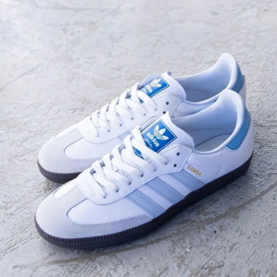 adidas Samba OG white blue ของแท้ 100 %