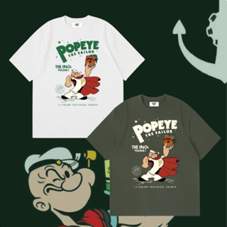 เสื้อยืดโอเวอร์ไซส์ ลาย Popeye อก 44-46" ยาว 28" ผ้า cotton100% งานป้าย Qotton Land