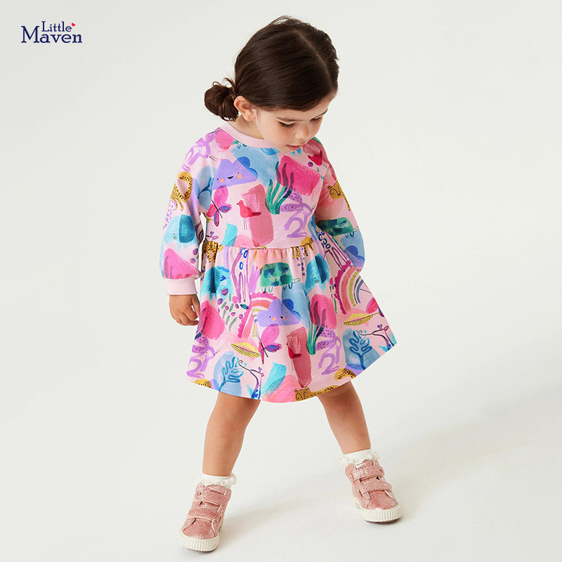 พร้อมส่งจากไทย เดรสเด็ก แบรนด์ Little Maven ลิตเติล มาเวน เดรสแขนยาวเด็กผู้หญิงกันหนาว