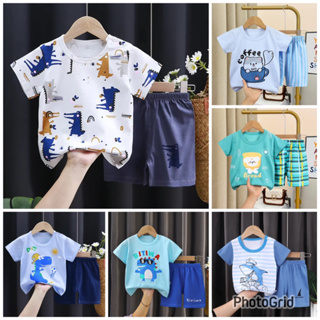 [พร้อมส่ง] เสื้อผ้าเด็ก เซตสองชิ้น ลายการ์ตูนน่ารัก เสื้อแขนสั้น + กางเกงขาสั้น