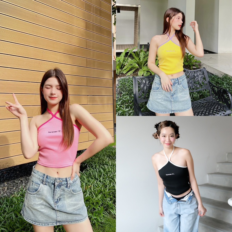 เสื้อเกาะอกคล้องคอ งานป้าย BYKIM เสื้อสงกรานต์น่ารักส่งด่วน